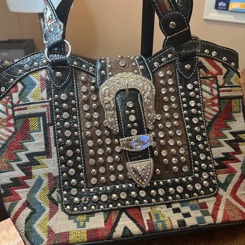 Studded Black And Multicolor Patterned Women's Ca… - image 8